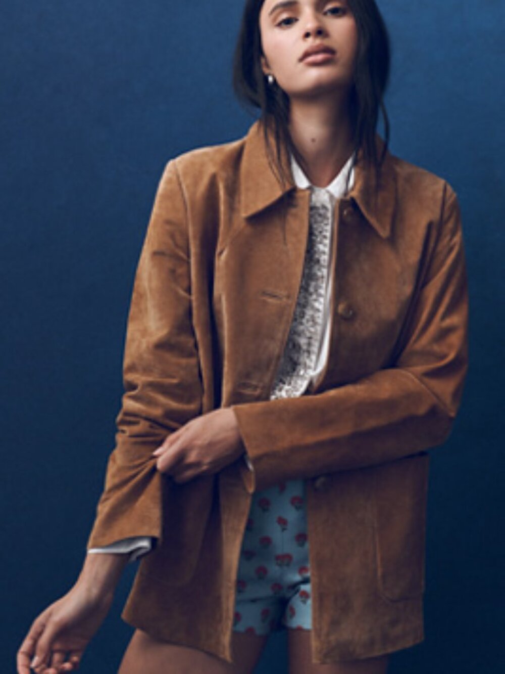 Anthropologie Rumored Camel (Brown) Suede Jacket size Large